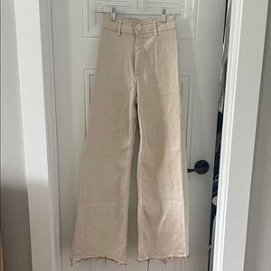 Zara Sand/Tan High Rise Wide Leg Jeans